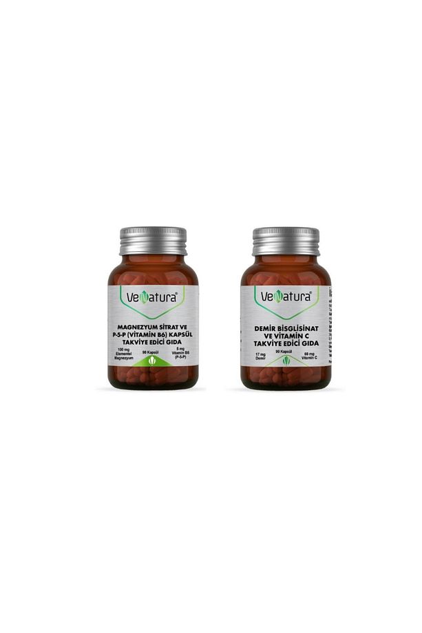 Demir Bisglisinat Ve C 90 Kapsül + Magnezyum Sitrat Ve P5p (vitamin B6) 90 Kapsül - 1