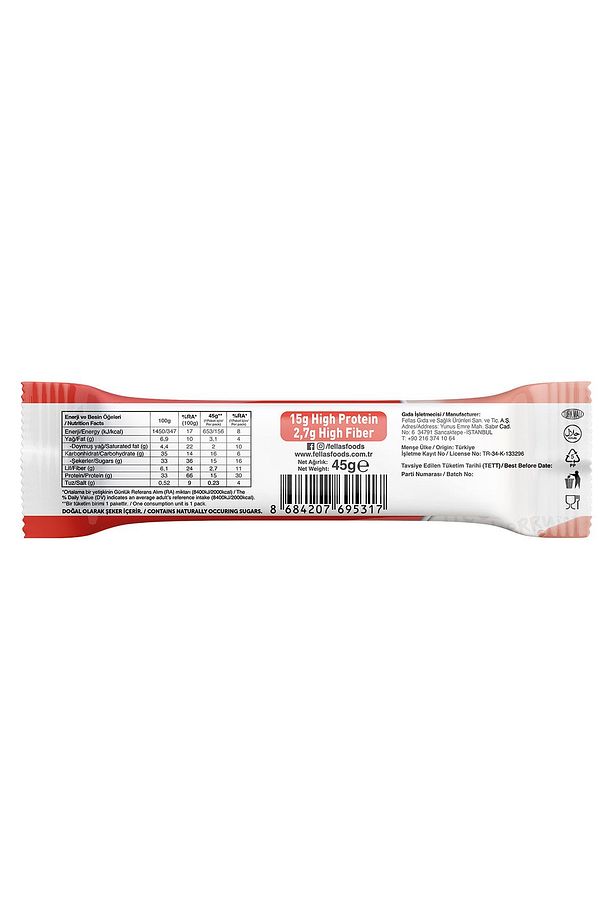 Yüksek Protein Bar, Çilekli, 45gr X 12 Adet - 4