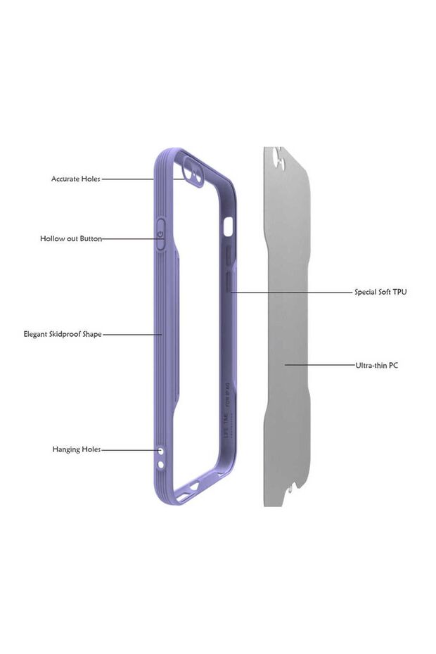 حافظة ممتصة للصدمات متوافقة مع هاتف Apple iPhone 6 مع حواف ملونة وظهر بلوري - 4