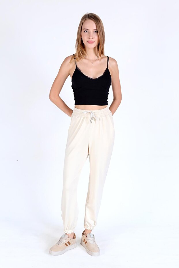 بدلة رياضية بأرجل باللون البيج موديل 4281A - 7