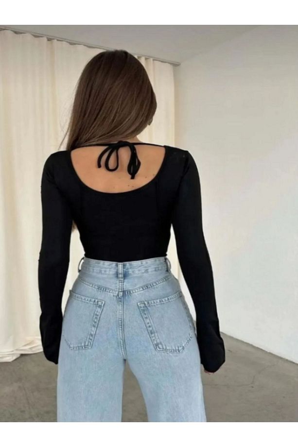 İspanyol Kol Basic Crop Top - 4