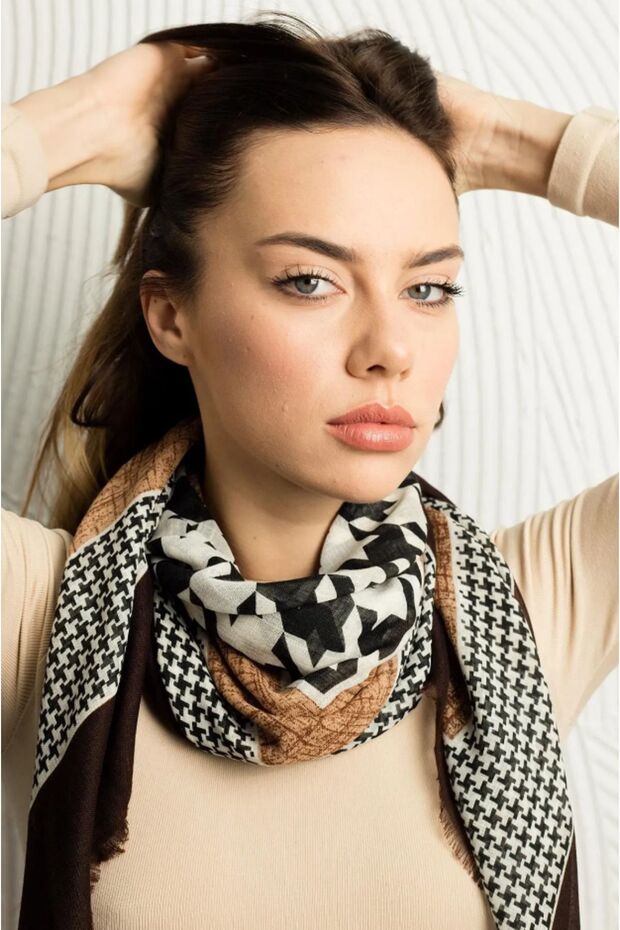 Polo Craft Cotton Houndstooth Patterned Colorful Scarf Scarf (Size: 100X100)