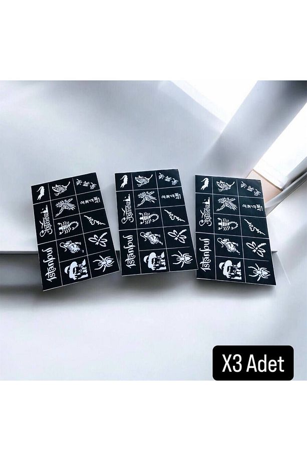 Geçici Dövme Deseni Hint Kınası Deseni  Dövme Şablonu 3 Adet - 1