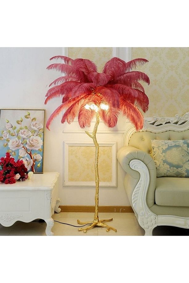Deve Kuşu Modern Lambader / Tüy Turuncu - 5