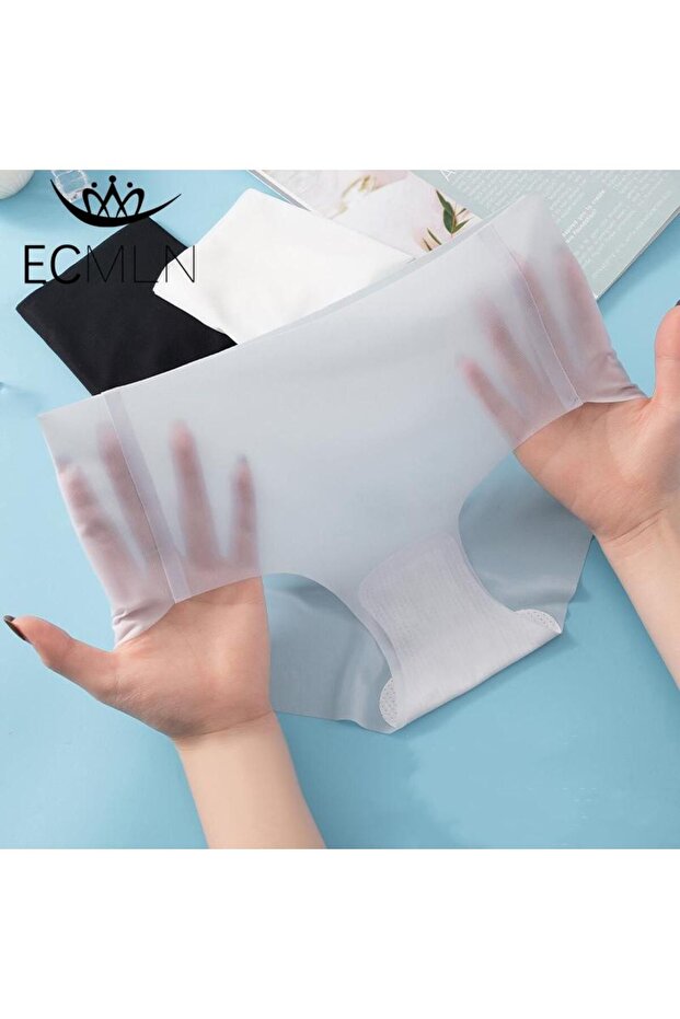 Ice Silk Non-Marking Seamless Ghost Ultra Thin Laser Cut Micro Transparent High Waist Panties