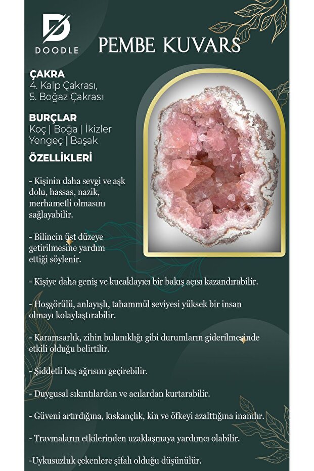 Pembe Kuvars Doğaltaş Kolye - 3