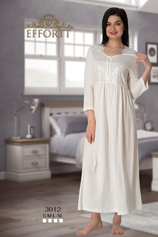 Effortt 3012 Lace Detailed Maternity Nightgown Set