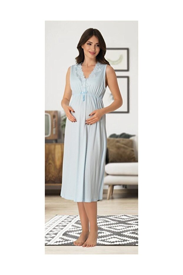 Women's Lace Collar Maternity Maternity Nightgown