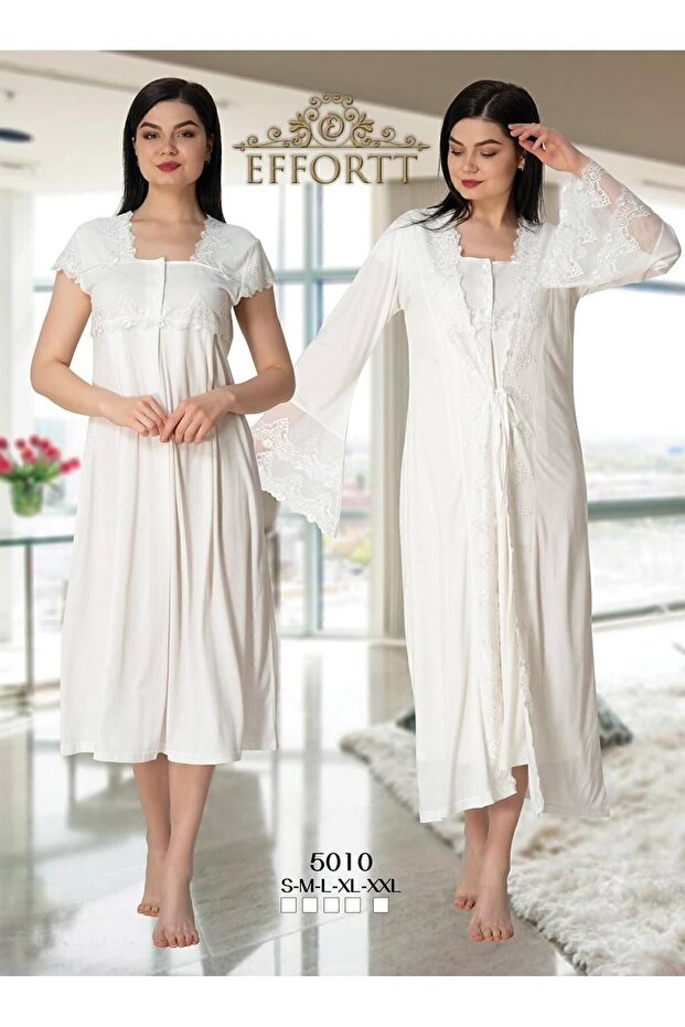 Women's Maternity Nightgown and Dressing Gown White