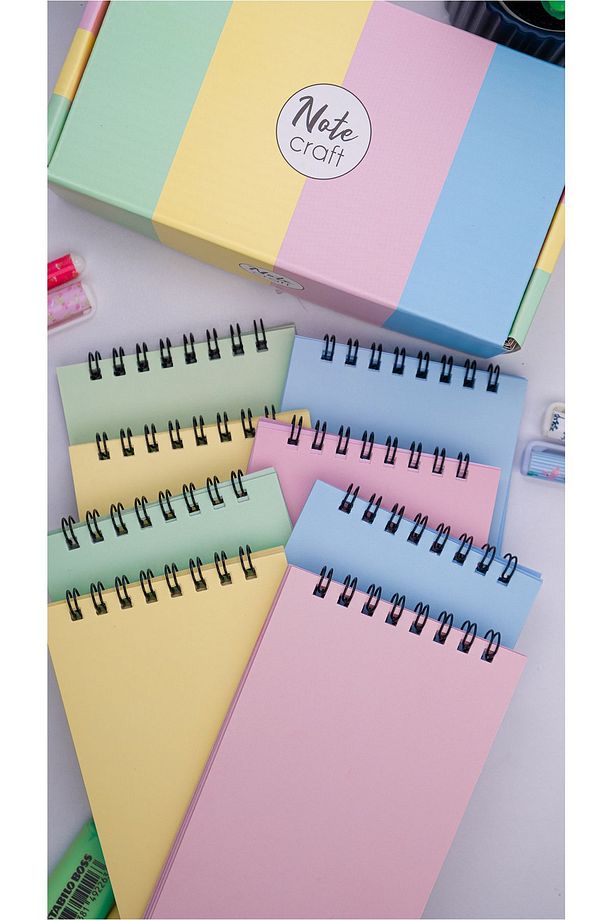 8'li Çizgisiz Defter Seti Renkli Defter 9 x 15 cm 50 Yaprak Okul Defteri Not Defteri Notepad - 1