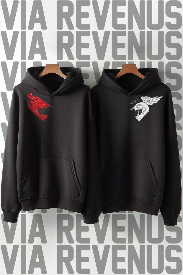 Motorcycle Helmet Printed Oversize Lover's Combination Sweatshirt