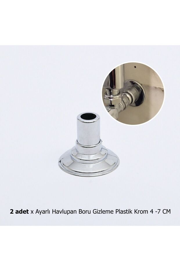 Krom Kaplama Çelik Havlupan (50X70 13 BORULU) 2 Adet Pex Köşe Vana 2 Adet Boru Gizleme - 3