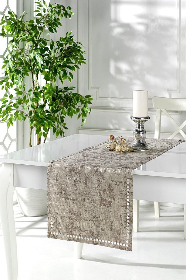 Runner Amerikan Servis Masa Örtüsü 40x140 Cm Çift Taraflı Kahve - 1