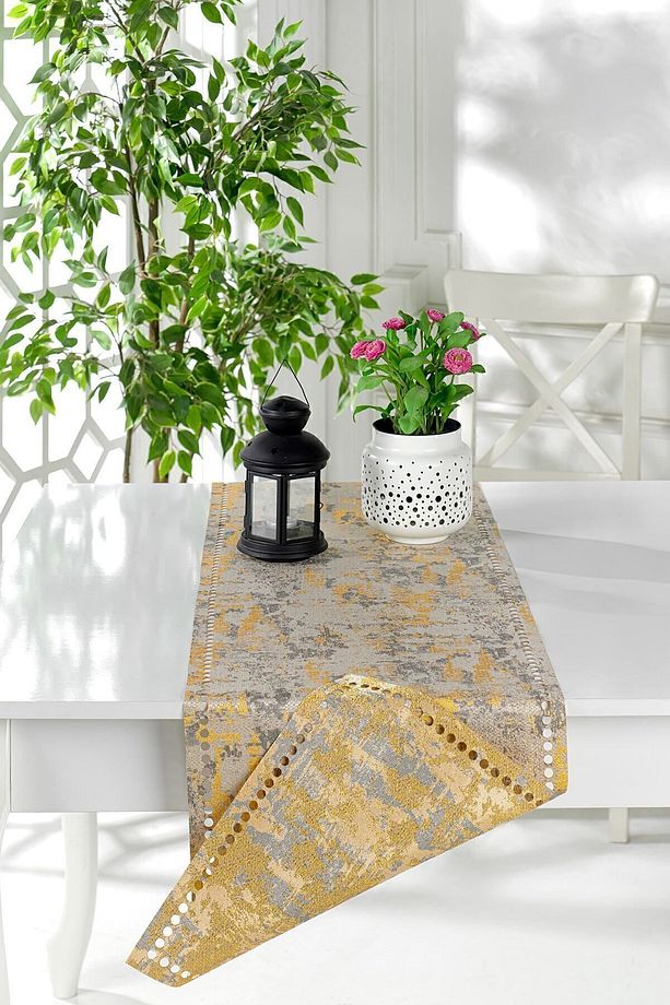 Runner Amerikan Servis Masa Örtüsü 40x140 Cm Çift Taraflı Sarı - 2