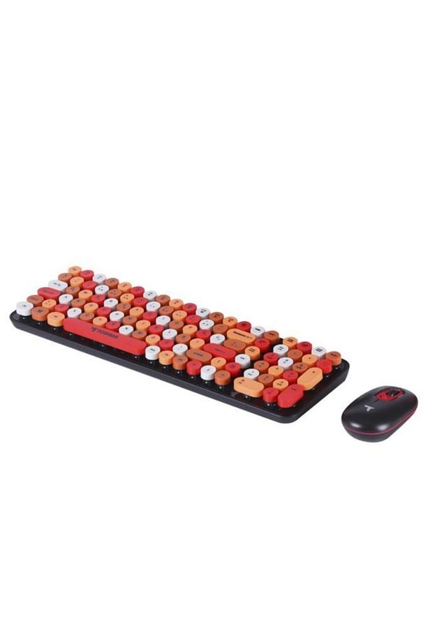 TMK-07 Çok Renkli Retro Daktilo Görünümlü Kablosuz Q Klavye Mouse Seti - 2