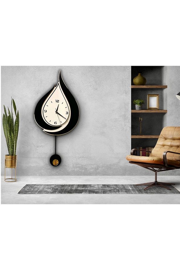 Retro DMR Damla Model Sarkaçlı Saat,Ahşap Duvar Saati, Duvar Saati, Ahşap Saat, Wooden Wall Clock A - 2