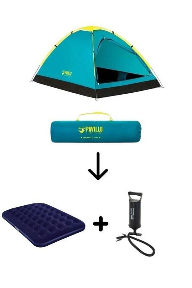 Lüks Pavillo Kamp Seti 3 Kişilik Çadır + Çift Kişilik Şişme Yatak + Pompa - 1