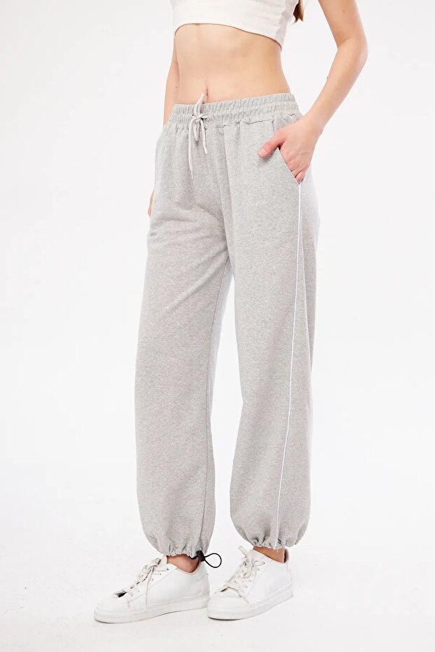 Harajuku Zip Detail Gray Tracksuit Oversize Sweatpants