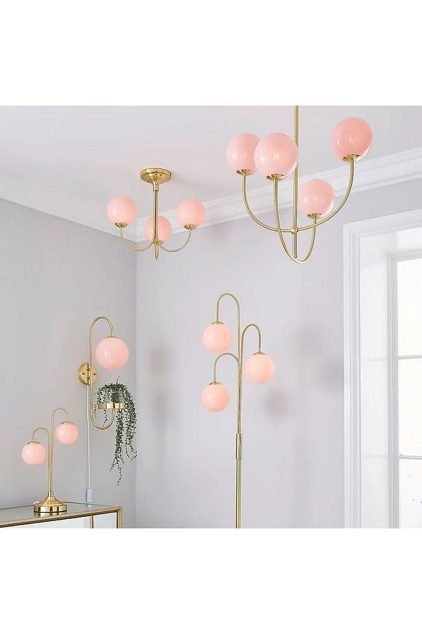 Set Modern Pembe Avize Abajur Lambader Ve Aplik Seti - 1