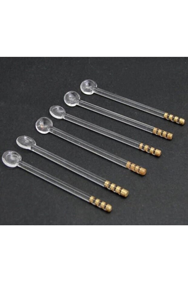 12 Gold Gilded Glass Teaspoons