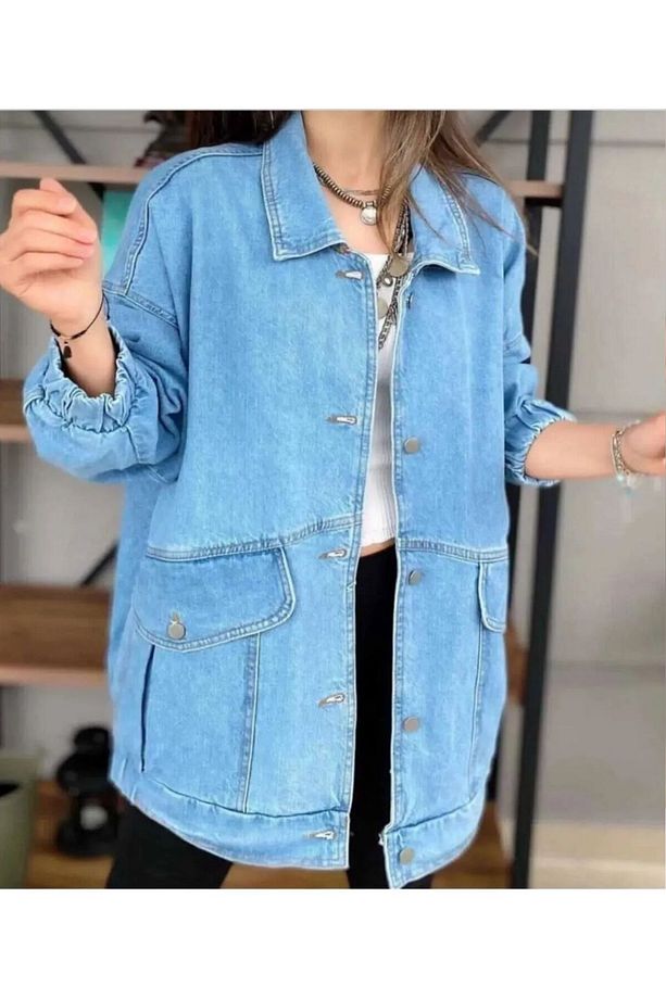 Kadın Oversize Kot Ceket - 4