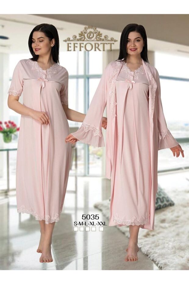 Women's Maternity Powder Dressing Gown Nightgown Set