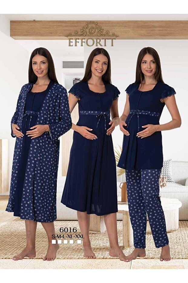 6016 Navy Blue Maternity Set