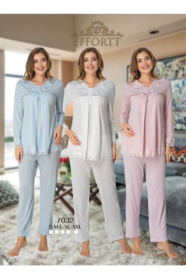 Women's - Maternity Top and Bottom Pajamas Set - Powder