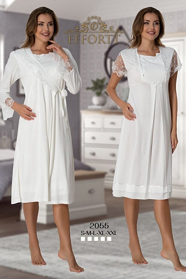 Maternity Nightgown Set with Dressing Gown
