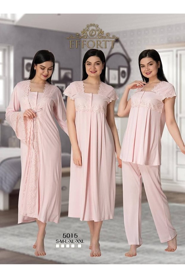Women's Powder Maternity Nightgown Dressing Gown Pajamas Set of 4