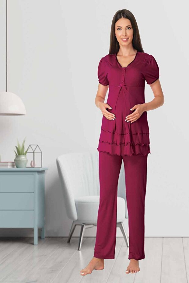 Mayss Collections 8022 Fuchsia Color Maternity Pajama Set