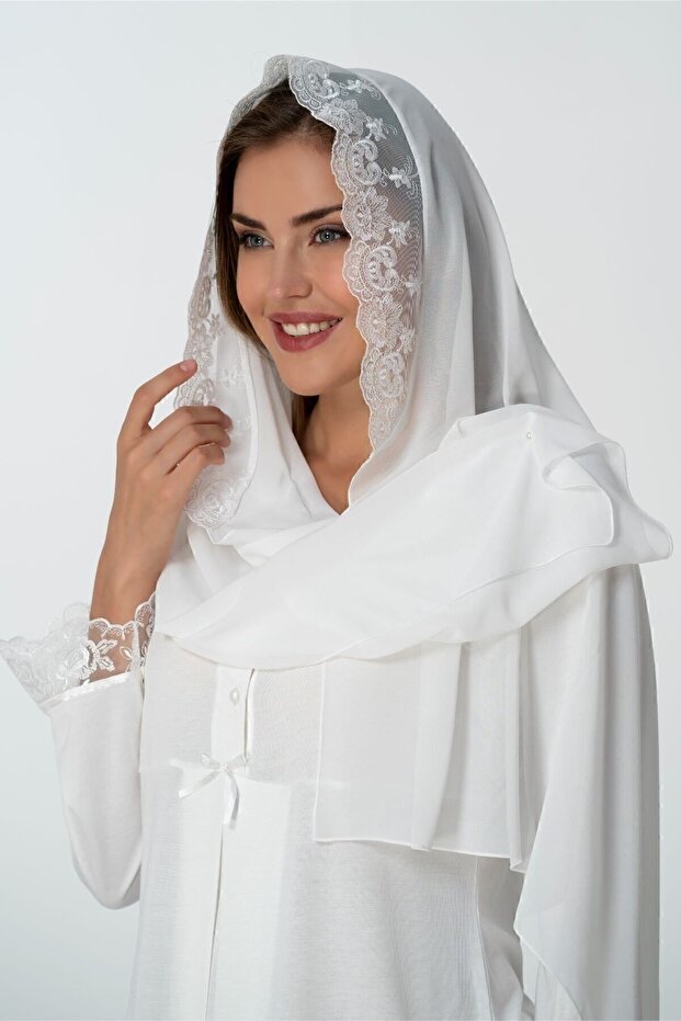Effortt Ecru Maternity Postpartum Chiffon Shawl