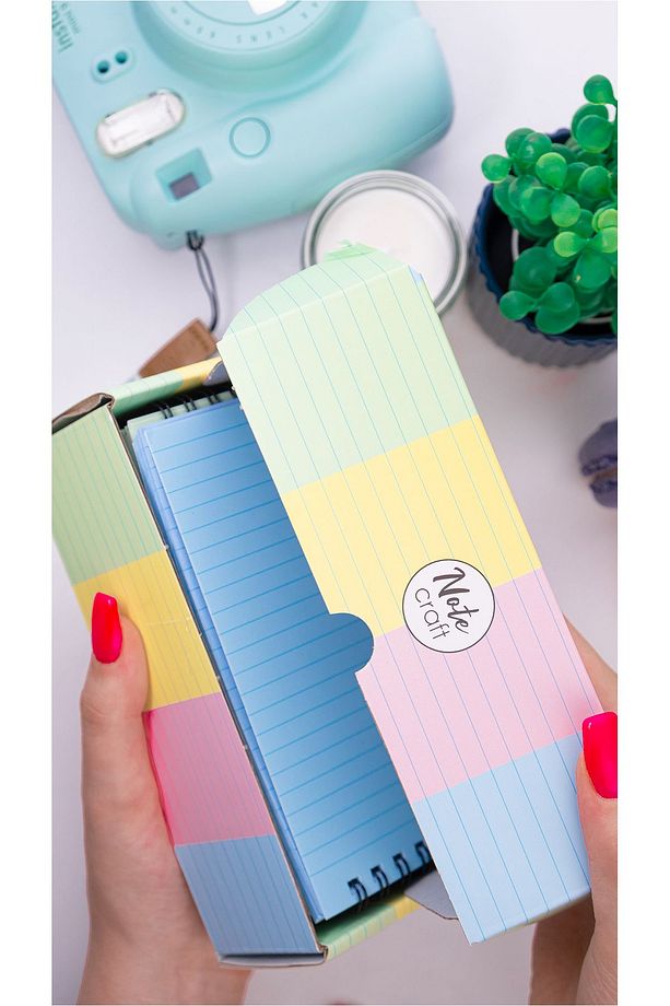 8'li Çizgili Defter Seti Renkli Defter 9 x 15 cm 50 Yaprak Okul Defteri Not Defteri Notepad - 4