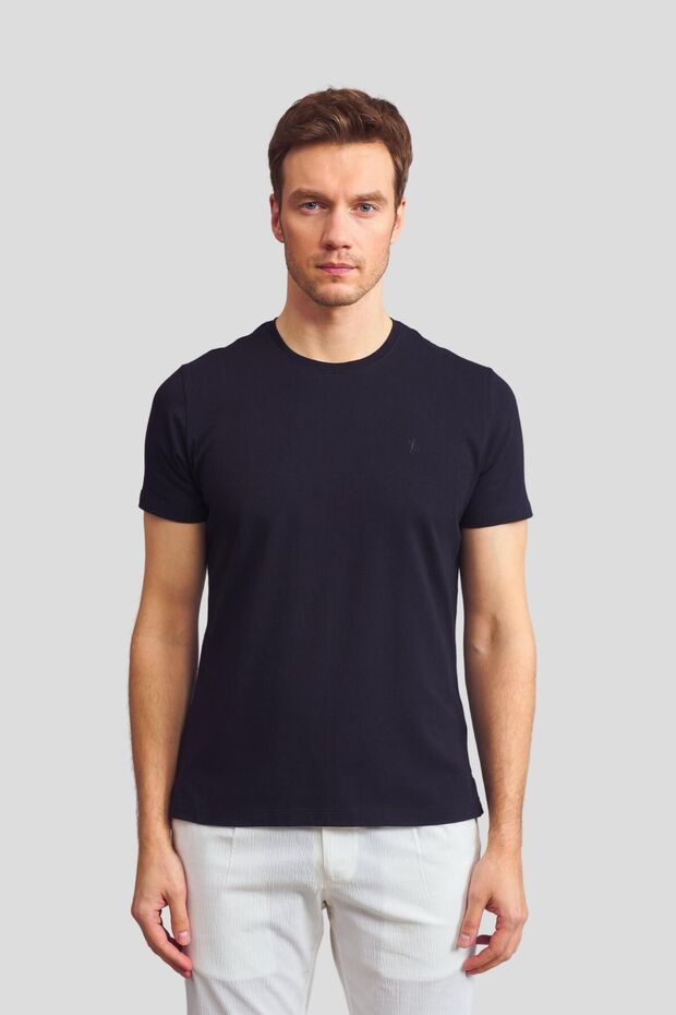 Bisiklet Yaka Basic T-Shirt - 1