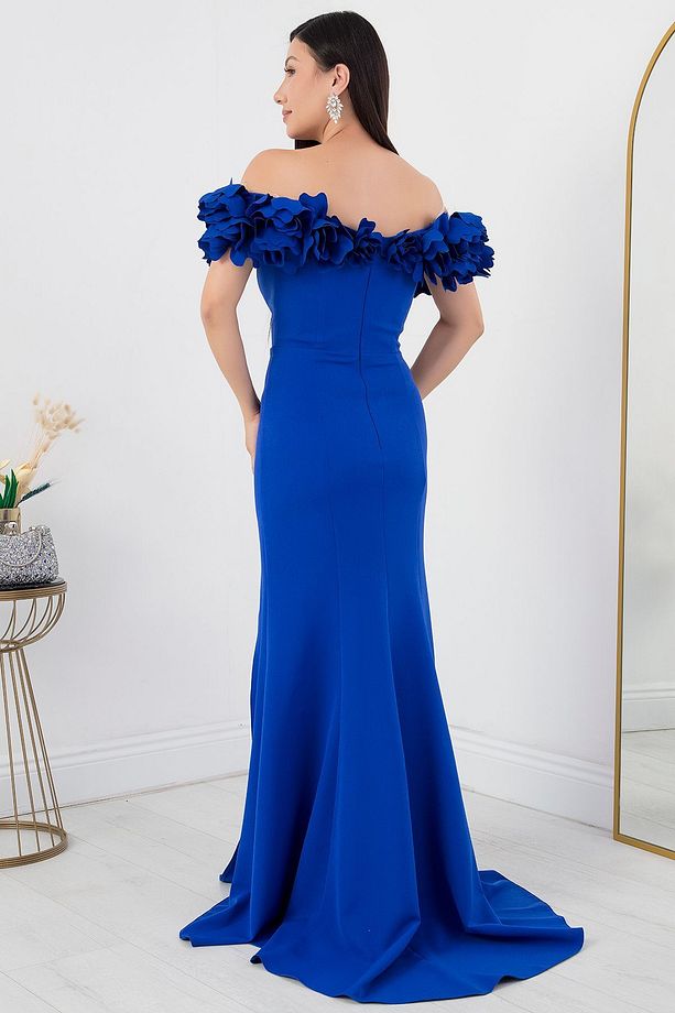Gül Detaylı Yırtmaçlı Elbise ECR5368 - 7
