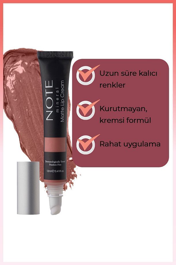 Mineral Matte Lip Cream Yarı Mat Bitişli Likit Ruj 01 Naked Kiss - Nude - 3