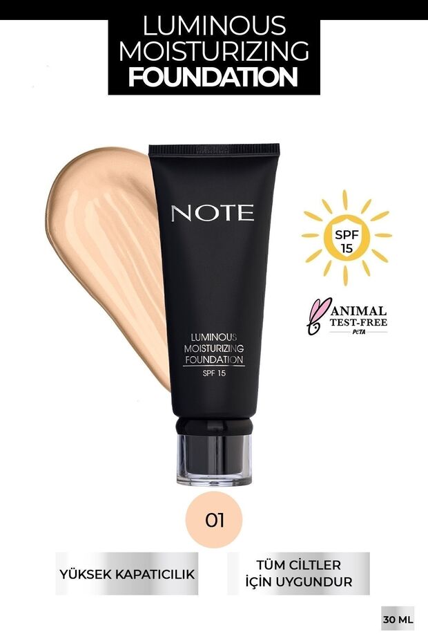 Luminous Moisturizing Spf 15 Nemlendirici Etkili Parlak Bitişli Fondöten - 01 Beige - 1