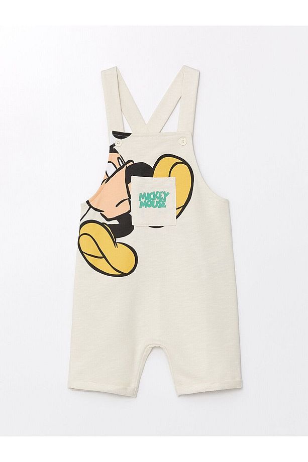 LCW Kare Yaka Mickey Mouse Baskılı Erkek Bebek Salopet - 1