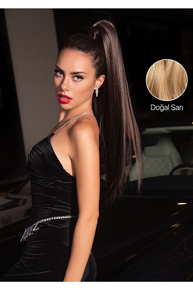 55 Cm Fiber Straight Ponytail Natural Yellow