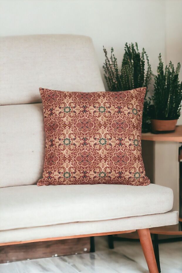 غطاء وسادة منقوش مقاس 43 × 43 سم مزخرف عرقيًا Ikat Damask Inta-492