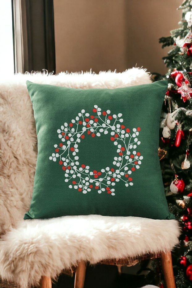 43X43 Christmas Throw Pillow Cover New Year Tree Floral Christmas Happy New Year