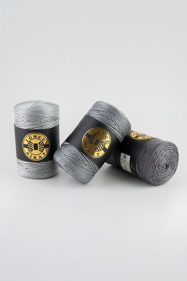 200 gr - 200 Mt - 2.5 Mm Siyah (185) Polyester Makrome Ipi Çanta Ipi Supla Ipi Örgü Ipi - 3
