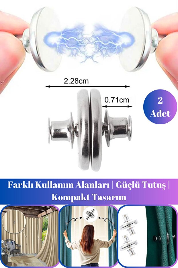 2 Adet Mıknatıslı Perde ve Kumaş Tutturma Aparatı - 1