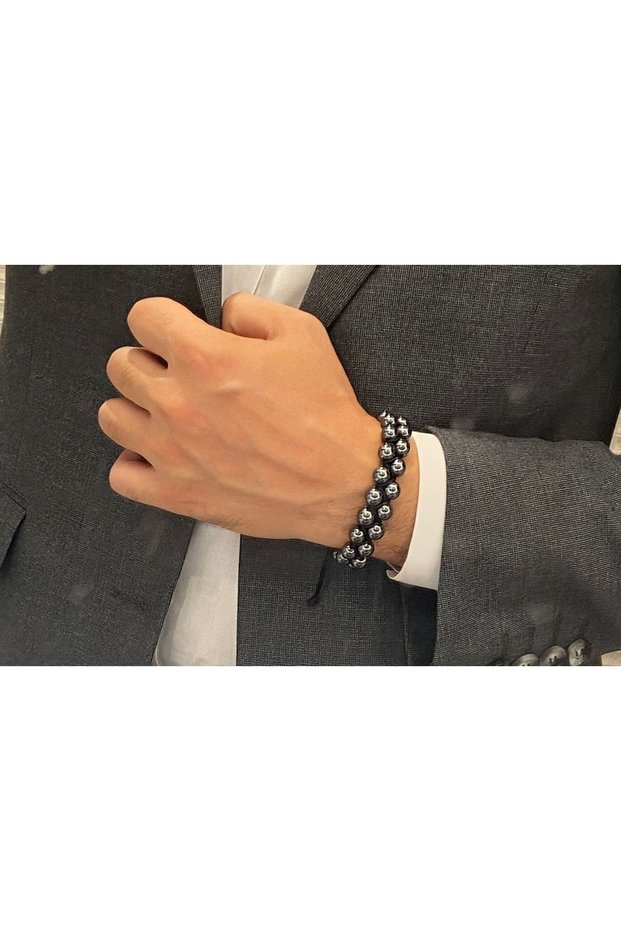 Hematite Energy, Strength and Balance Natural Stone Double Row Bracelet