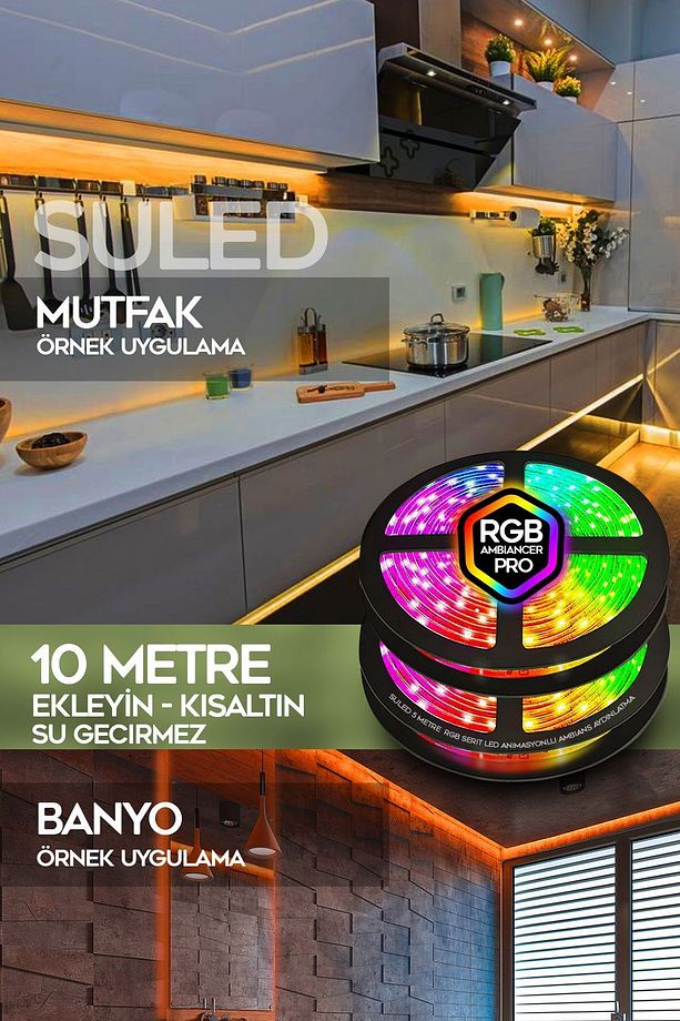 10 Metre Şerit Led 16 Mod Ambiyans Ortam Işığı Tak Çalıştır Kumandalı Trafolu Rgb Şerit Işık - 4