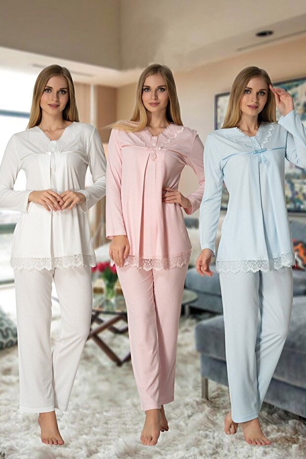 Effortt Blue Maternity Pajama Set