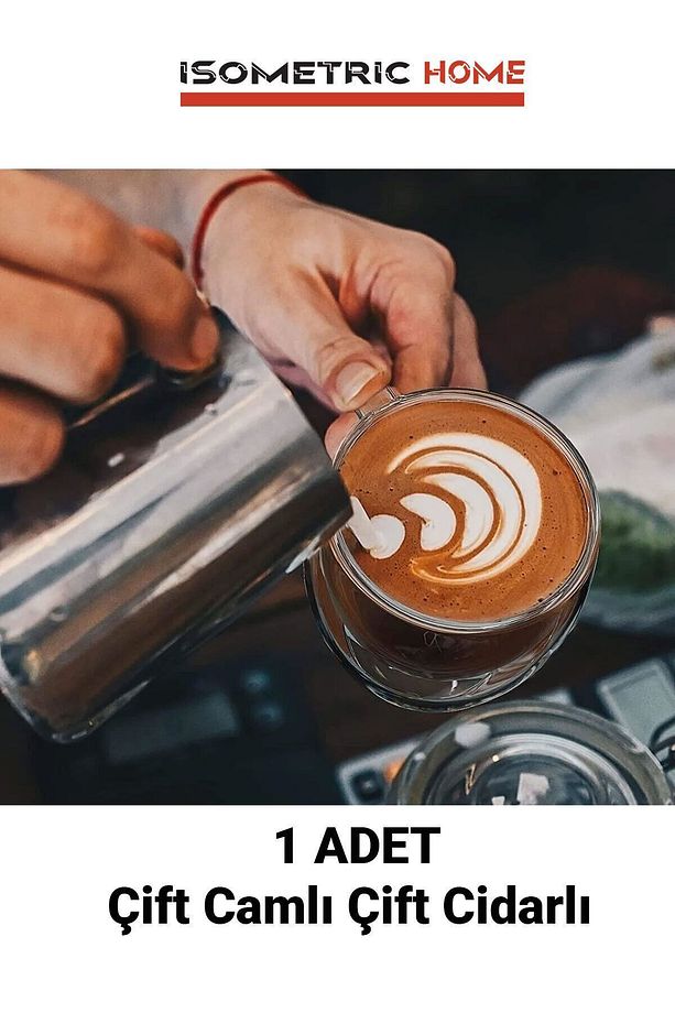 Çift Camlı Çift Cidarlı Cam Kupa Ev Ofis Fincanı 250 Ml Çift Katlı Isı Yalıtımlı Kulplu Cam Bardak - 3