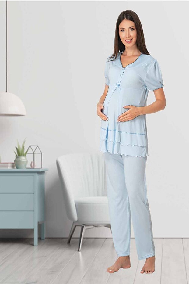 Mayss Collections 8022 Blue Color Maternity Pajama Set