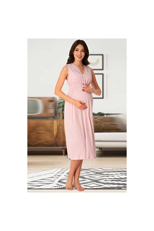 Women's Pink Effortt Maternity Nursing Nightgown