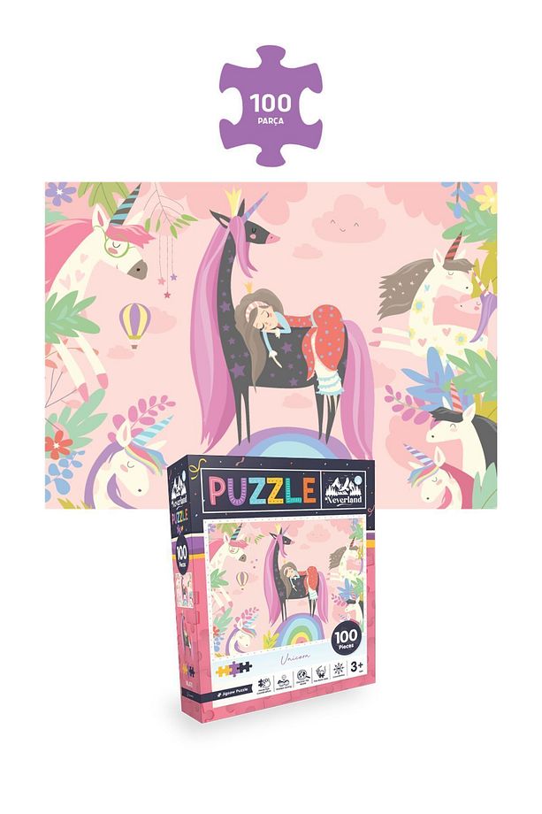 4'lü Çocuk Puzzle- 100 P. Unıcorn Ve Gezegenler Ve 50 P. Ara Ve Bul Unıcorn Ve Çiftlik Arkadaşları - 2